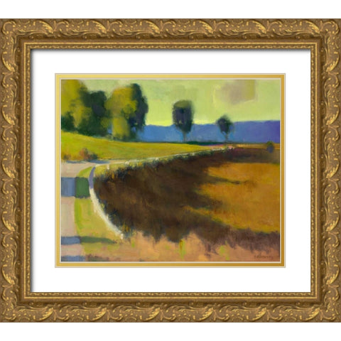 Late Afternoon at The Pyrenees Gold Ornate Wood Framed Art Print with Double Matting by Roberts, Ian