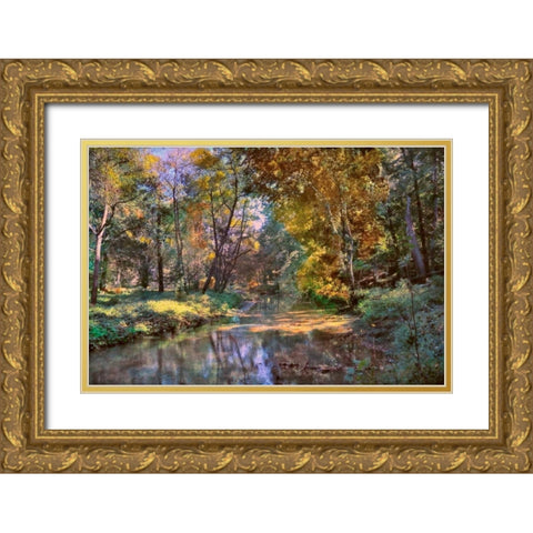 Autumn in The Afternoon Gold Ornate Wood Framed Art Print with Double Matting by Rivera, John