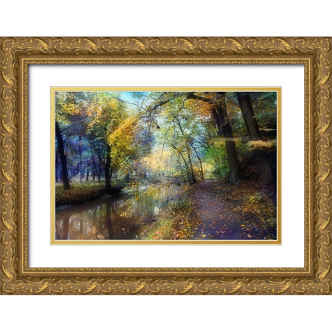 Autumn Walk Gold Ornate Wood Framed Art Print with Double Matting by Rivera, John