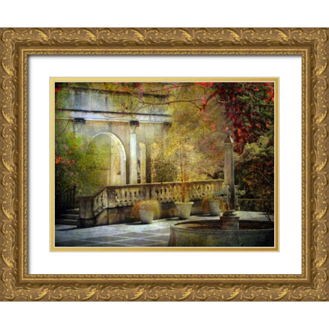 Courtyard Gold Ornate Wood Framed Art Print with Double Matting by Rivera, John