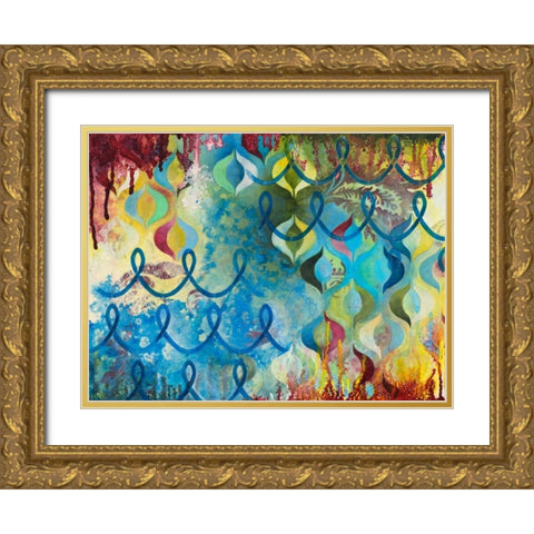 Bubbling Up Gold Ornate Wood Framed Art Print with Double Matting by Robinson, Heather Noel