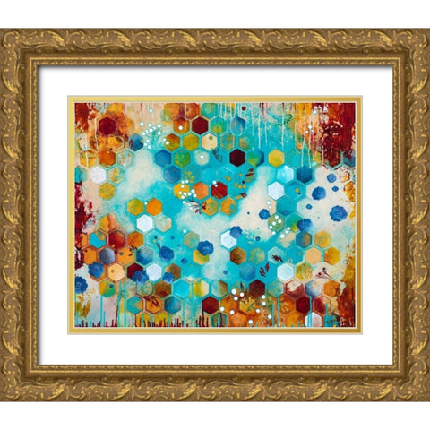 Scattered Gold Ornate Wood Framed Art Print with Double Matting by Robinson, Heather Noel