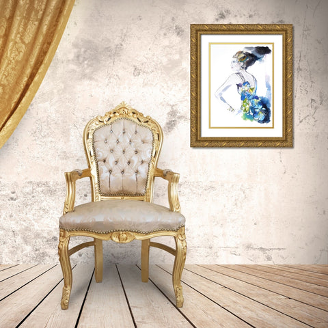 Flower Dress Gold Ornate Wood Framed Art Print with Double Matting by Rideout, Schuyler