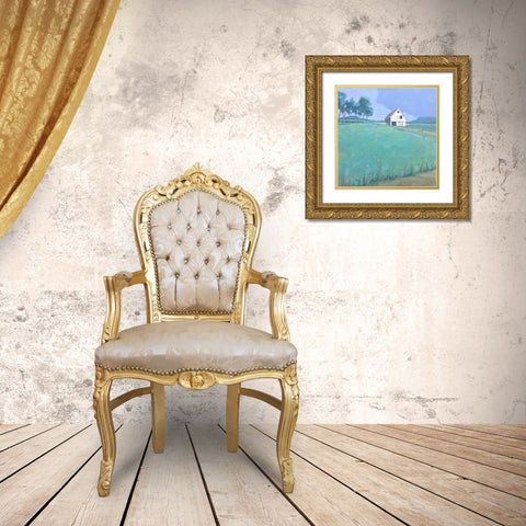 Barn in Midsummer Light Gold Ornate Wood Framed Art Print with Double Matting by Rufo, John