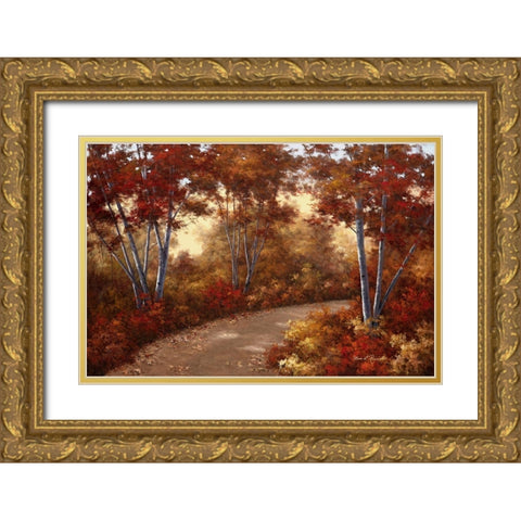 Golden Birches Gold Ornate Wood Framed Art Print with Double Matting by Romanello, Diane