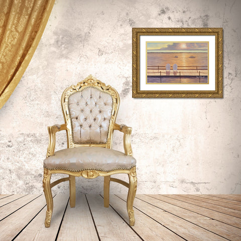 By the Bay Gold Ornate Wood Framed Art Print with Double Matting by Romanello, Diane