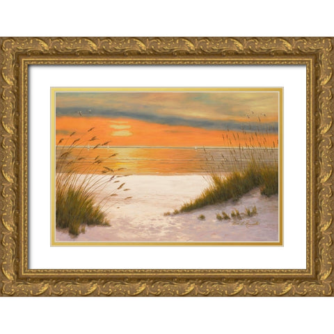 Summer Sunset Gold Ornate Wood Framed Art Print with Double Matting by Romanello, Diane