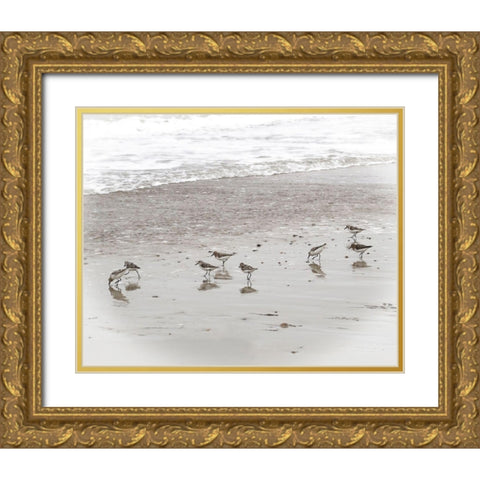 Sandpipers Gold Ornate Wood Framed Art Print with Double Matting by Ryan, Brooke T.