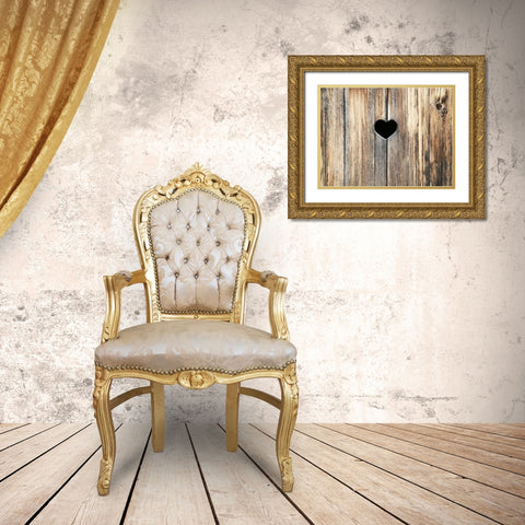 Heart in Wood Gold Ornate Wood Framed Art Print with Double Matting by Ryan, Brooke T.