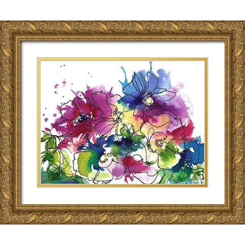 Anemones Gold Ornate Wood Framed Art Print with Double Matting by Rideout, Schuyler