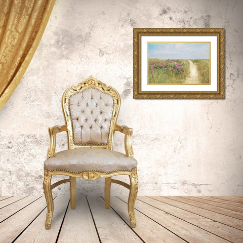 Beach Roses Gold Ornate Wood Framed Art Print with Double Matting by Ryan, Brooke T.