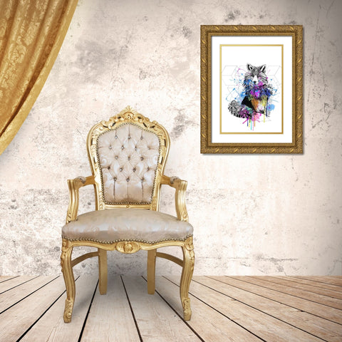 Fox Gold Ornate Wood Framed Art Print with Double Matting by Roberts, Karin