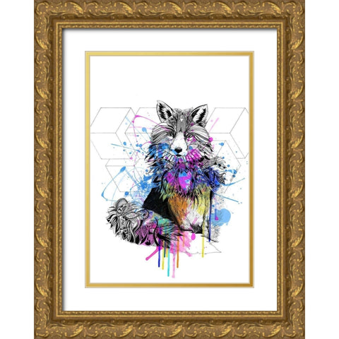 Fox Gold Ornate Wood Framed Art Print with Double Matting by Roberts, Karin