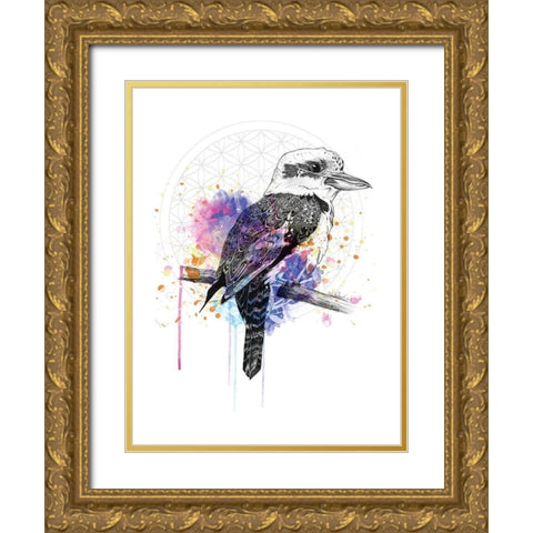 Kookaburra Gold Ornate Wood Framed Art Print with Double Matting by Roberts, Karin