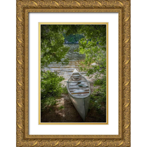 Canoe Gold Ornate Wood Framed Art Print with Double Matting by Ryan, Brooke T.