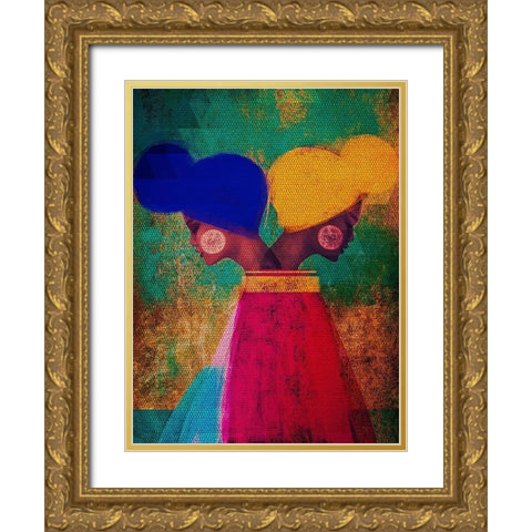 Easy Ease (Vibrant) Gold Ornate Wood Framed Art Print with Double Matting by Robinson, Erin K.