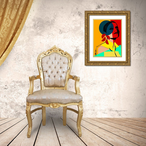 Face Off No. 1 Gold Ornate Wood Framed Art Print with Double Matting by Robinson, Erin K.