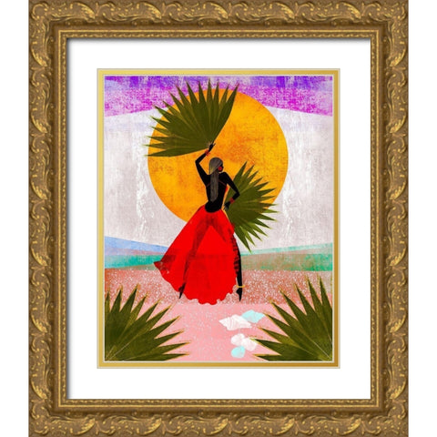 Martine Gold Ornate Wood Framed Art Print with Double Matting by Robinson, Erin K.