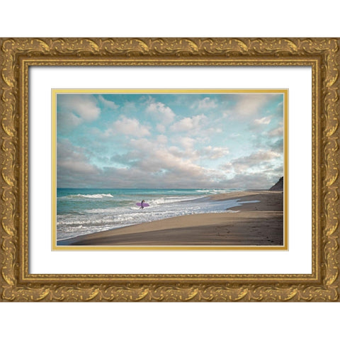 Surfer Gold Ornate Wood Framed Art Print with Double Matting by Ryan, Brooke T.
