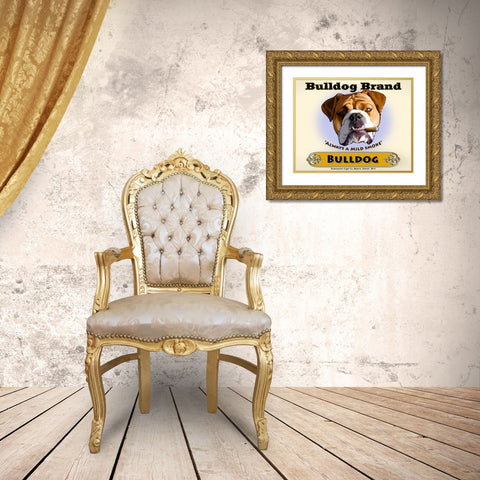 Bulldog Cigar Gold Ornate Wood Framed Art Print with Double Matting by Rubenacker, Brian