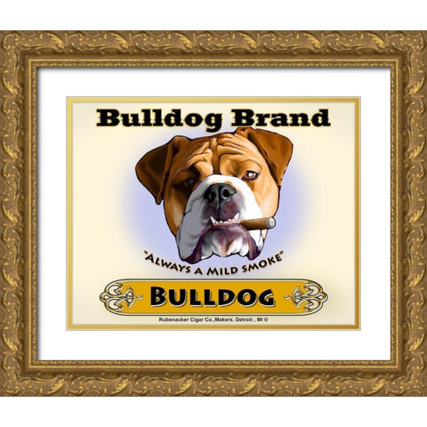 Bulldog Cigar Gold Ornate Wood Framed Art Print with Double Matting by Rubenacker, Brian