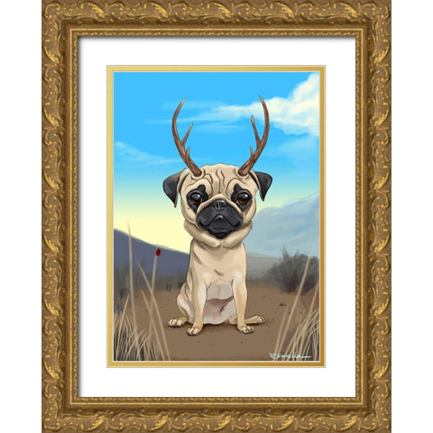 Pugalope Gold Ornate Wood Framed Art Print with Double Matting by Rubenacker, Brian