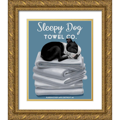 Sleepy Dog Gold Ornate Wood Framed Art Print with Double Matting by Rubenacker, Brian