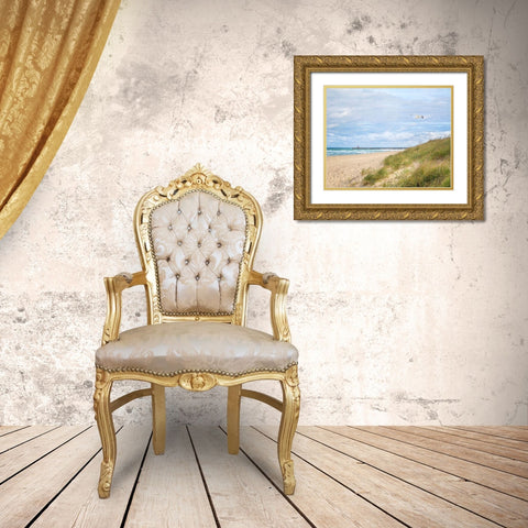 Beach And Jetty Gold Ornate Wood Framed Art Print with Double Matting by Ryan, Brooke T.