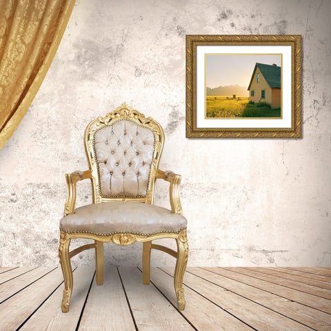 Golden Tetons Gold Ornate Wood Framed Art Print with Double Matting by Rapson, Sol