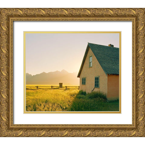 Golden Tetons Gold Ornate Wood Framed Art Print with Double Matting by Rapson, Sol