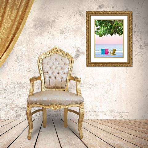 Three Chairs Gold Ornate Wood Framed Art Print with Double Matting by Reed, Jack