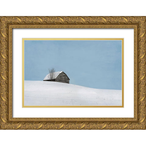 Minimalist Barn Gold Ornate Wood Framed Art Print with Double Matting by Ryan, Brooke T.