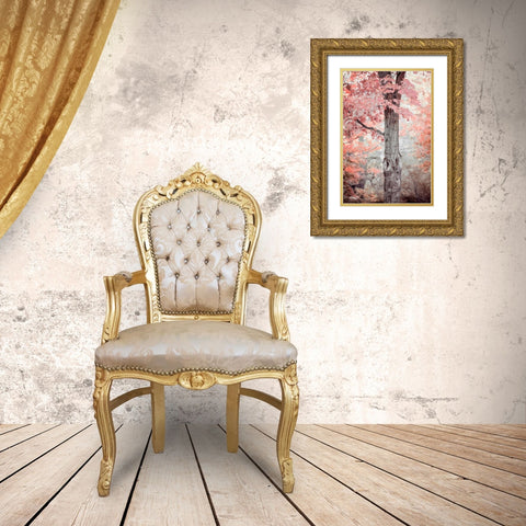 Pink and Coral Maple Tree Gold Ornate Wood Framed Art Print with Double Matting by Ryan, Brooke T.