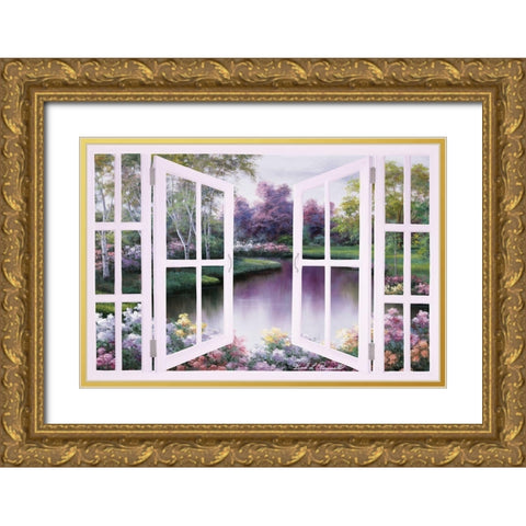 Springtime Symphony Door Gold Ornate Wood Framed Art Print with Double Matting by Romanello, Diane