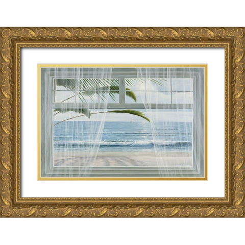 View of the Tropics Gold Ornate Wood Framed Art Print with Double Matting by Romanello, Diane