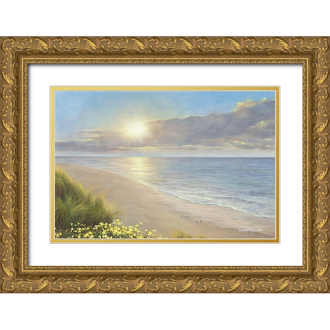 Beach Serenity Gold Ornate Wood Framed Art Print with Double Matting by Romanello, Diane