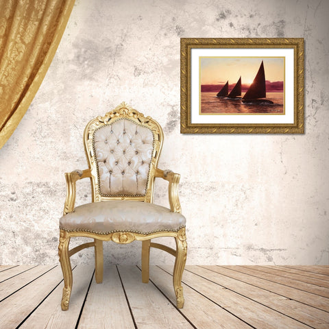 Evening Sails Gold Ornate Wood Framed Art Print with Double Matting by Romanello, Diane
