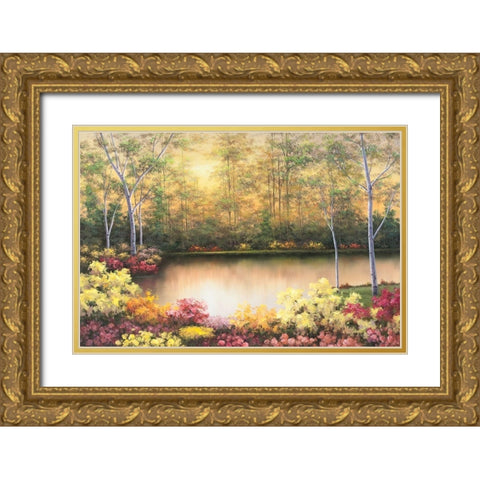 Bursting in Autumn Gold Ornate Wood Framed Art Print with Double Matting by Romanello, Diane