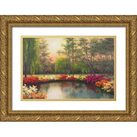 Autumn Sunset Gold Ornate Wood Framed Art Print with Double Matting by Romanello, Diane