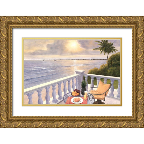 Breakfast on the Veranda Gold Ornate Wood Framed Art Print with Double Matting by Romanello, Diane