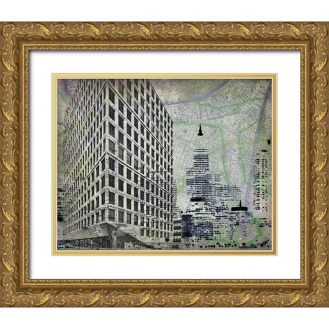 Cityscape I Gold Ornate Wood Framed Art Print with Double Matting by Roberts, Art