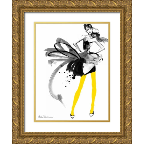 Yellow Tights Gold Ornate Wood Framed Art Print with Double Matting by Ramdeen, Aasha
