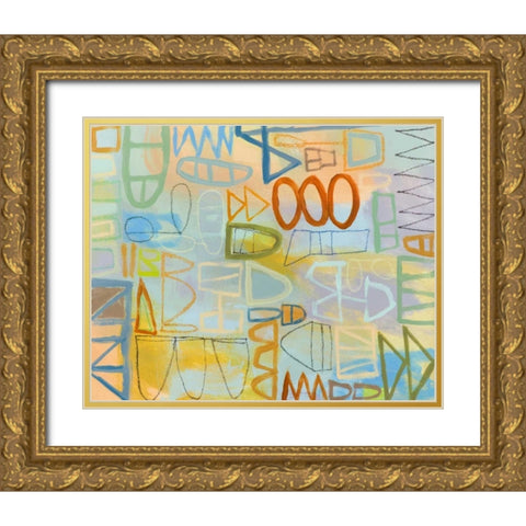 Duet Series IV Gold Ornate Wood Framed Art Print with Double Matting by Richardson-Baughman, Janet