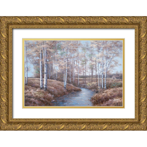 Birch Creek Gold Ornate Wood Framed Art Print with Double Matting by Romanello, Diane