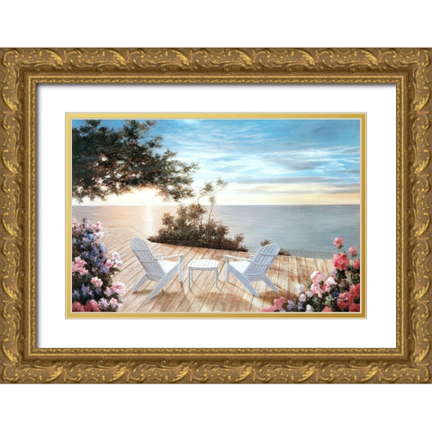Blue Serenade Gold Ornate Wood Framed Art Print with Double Matting by Romanello, Diane
