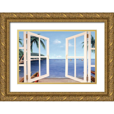 Day Dreams Window Gold Ornate Wood Framed Art Print with Double Matting by Romanello, Diane