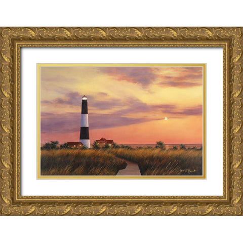 Fire Island Lighthouse Gold Ornate Wood Framed Art Print with Double Matting by Romanello, Diane