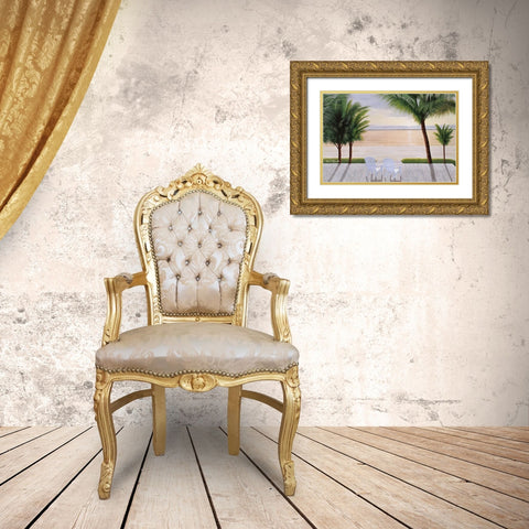 Palm Daydreaming Gold Ornate Wood Framed Art Print with Double Matting by Romanello, Diane