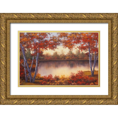 Red and Gold Gold Ornate Wood Framed Art Print with Double Matting by Romanello, Diane