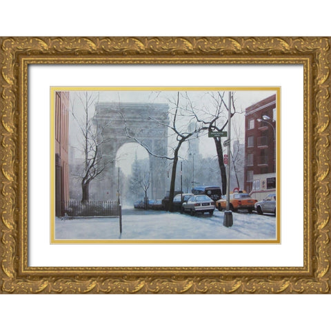 Washington Square Gold Ornate Wood Framed Art Print with Double Matting by Romanello, Diane